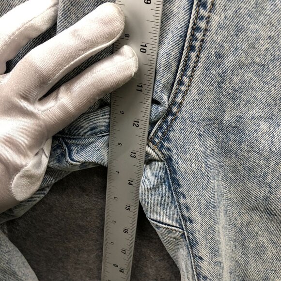 Zara High Rise Tapered Jeans Womens 4 Blue Acid Wash Paper Bag Relaxed Button - Picture 7 of 11